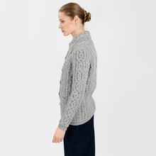 Load image into Gallery viewer, Ladies Button Green Irish Aran Cardigan