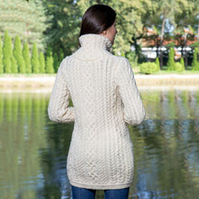 Load image into Gallery viewer, Women&#39;s Double Collar Aran Cardigan with Zipper
