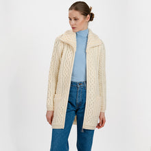 Load image into Gallery viewer, Women's Double Collar Aran Cardigan with Zipper