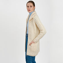 Load image into Gallery viewer, Women's Double Collar Aran Cardigan with Zipper