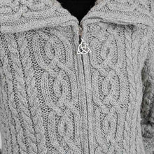 Load image into Gallery viewer, Women's Double Collar Aran Cardigan with Zipper