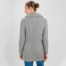 Load image into Gallery viewer, Women's Double Collar Aran Cardigan with Zipper