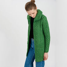 Load image into Gallery viewer, Women's Double Collar Aran Cardigan with Zipper