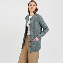 Load image into Gallery viewer, Ladies Traditional Aran Wool Cardigan