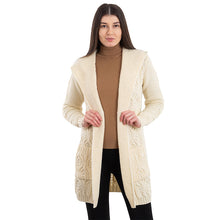 Load image into Gallery viewer, Ladies Hooded Honeycomb Cable Aran Coat