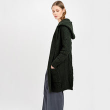 Load image into Gallery viewer, Ladies Hooded Honeycomb Cable Aran Coat