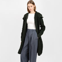 Load image into Gallery viewer, Ladies Hooded Honeycomb Cable Aran Coat