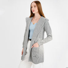 Load image into Gallery viewer, Ladies Hooded Honeycomb Cable Aran Coat