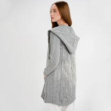 Load image into Gallery viewer, Ladies Hooded Honeycomb Cable Aran Coat
