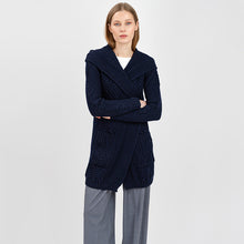 Load image into Gallery viewer, Ladies Hooded Honeycomb Cable Aran Coat