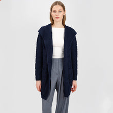 Load image into Gallery viewer, Ladies Hooded Honeycomb Cable Aran Coat