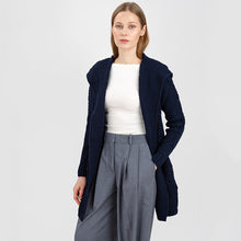 Load image into Gallery viewer, Ladies Hooded Honeycomb Cable Aran Coat