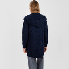 Load image into Gallery viewer, Ladies Hooded Honeycomb Cable Aran Coat