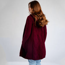 Load image into Gallery viewer, Ladies Hooded Honeycomb Cable Aran Coat