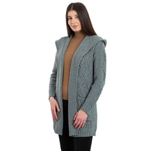 Load image into Gallery viewer, Ladies Hooded Honeycomb Cable Aran Coat