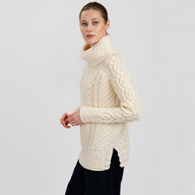Load image into Gallery viewer, Traditional Ladies Funnel Neck Aran Sweater