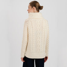 Load image into Gallery viewer, Traditional Ladies Funnel Neck Aran Sweater