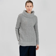 Load image into Gallery viewer, Traditional Ladies Funnel Neck Aran Sweater