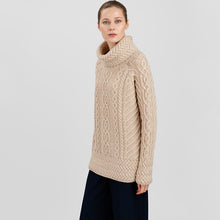 Load image into Gallery viewer, Traditional Ladies Funnel Neck Aran Sweater