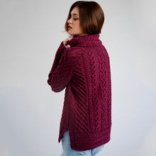 Load image into Gallery viewer, Traditional Ladies Funnel Neck Aran Sweater
