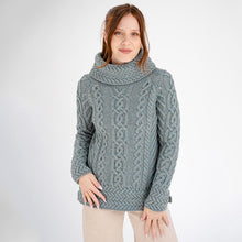 Load image into Gallery viewer, Traditional Ladies Funnel Neck Aran Sweater