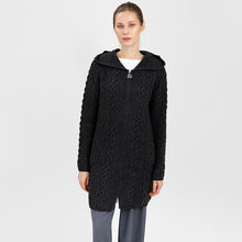 Load image into Gallery viewer, Irish Aran Cable Hooded Cardigan with Zip for Women