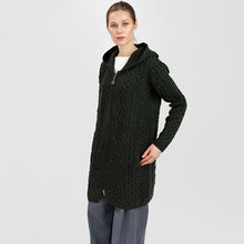 Load image into Gallery viewer, Irish Aran Cable Hooded Cardigan with Zip for Women