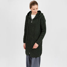 Load image into Gallery viewer, Irish Aran Cable Hooded Cardigan with Zip for Women