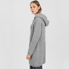 Load image into Gallery viewer, Irish Aran Cable Hooded Cardigan with Zip for Women