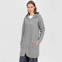 Load image into Gallery viewer, Irish Aran Cable Hooded Cardigan with Zip for Women