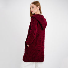 Load image into Gallery viewer, Irish Aran Cable Hooded Cardigan with Zip for Women