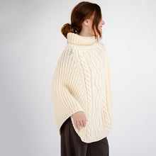Load image into Gallery viewer, Ladies Rolled Collar Irish Poncho Sweater