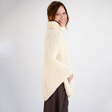 Load image into Gallery viewer, Ladies Rolled Collar Irish Poncho Sweater