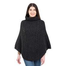 Load image into Gallery viewer, Ladies Rolled Collar Irish Poncho Sweater