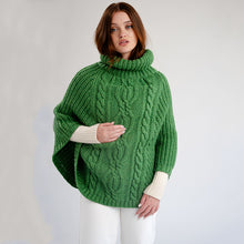 Load image into Gallery viewer, Ladies Rolled Collar Irish Poncho Sweater