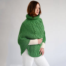 Load image into Gallery viewer, Ladies Rolled Collar Irish Poncho Sweater