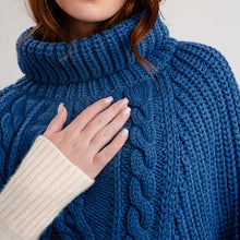 Load image into Gallery viewer, Ladies Rolled Collar Irish Poncho Sweater