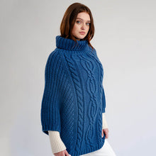 Load image into Gallery viewer, Ladies Rolled Collar Irish Poncho Sweater