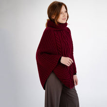 Load image into Gallery viewer, Ladies Rolled Collar Irish Poncho Sweater