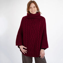 Load image into Gallery viewer, Ladies Rolled Collar Irish Poncho Sweater