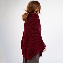 Load image into Gallery viewer, Ladies Rolled Collar Irish Poncho Sweater