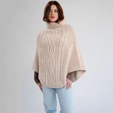 Load image into Gallery viewer, Ladies Rolled Collar Irish Poncho Sweater