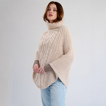 Load image into Gallery viewer, Ladies Rolled Collar Irish Poncho Sweater