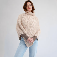 Load image into Gallery viewer, Ladies Rolled Collar Irish Poncho Sweater