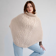 Load image into Gallery viewer, Ladies Rolled Collar Irish Poncho Sweater