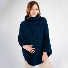 Load image into Gallery viewer, Ladies Rolled Collar Irish Poncho Sweater