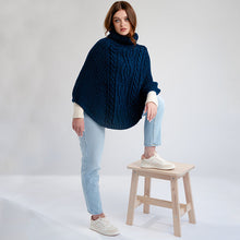 Load image into Gallery viewer, Ladies Rolled Collar Irish Poncho Sweater