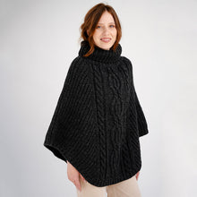 Load image into Gallery viewer, Ladies Rolled Collar Irish Poncho Sweater