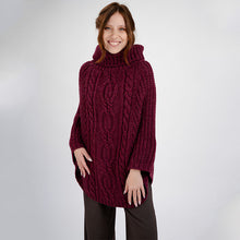 Load image into Gallery viewer, Ladies Rolled Collar Irish Poncho Sweater