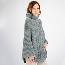 Load image into Gallery viewer, Ladies Rolled Collar Irish Poncho Sweater